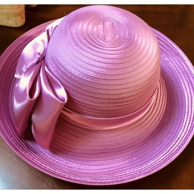 Kentucky Derby Sunday Church Pink Hat With Bow  eb-59418523